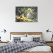 De duizendjarige eik (door Karl Lessing) Canvas Afdruk (Insitu (Slaapkamer))