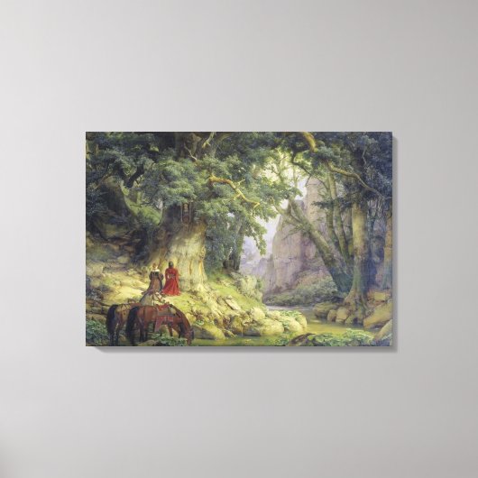 De duizendjarige eik (door Karl Lessing) Canvas Afdruk (Voorkant)