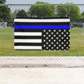 De dun blauwe lijn-Amerikaanse vlagdecor Spandoek (Insitu)