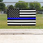 De dun blauwe lijn-Amerikaanse vlagdecor Spandoek (Insitu)