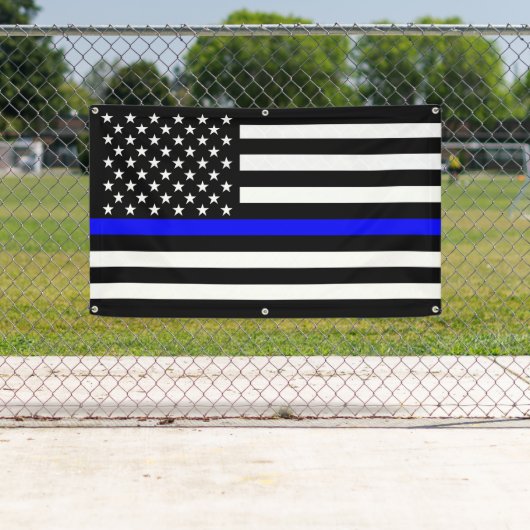 De dun blauwe lijn-Amerikaanse vlagdecor Spandoek (Insitu)