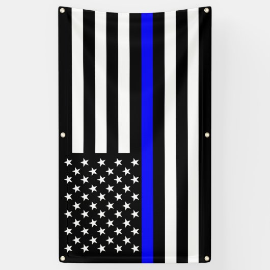 De dun blauwe lijn-Amerikaanse vlagdecor Spandoek (Verticaal)