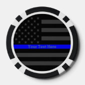 De dunne blauwe lijn gepersonaliseerde zwarte Amer Pokerchips (Achterkant)