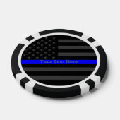 De dunne blauwe lijn gepersonaliseerde zwarte Amer Pokerchips (Enkel)