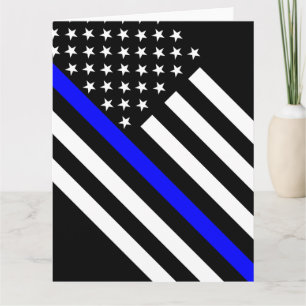 De dunne blauwe lijn zwart-wit Amerikaanse vlag Kaart