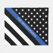 De dunne Blauwe Naam van de Lijnpolitie Vlag Monog Fleece Deken (Voorkant (Horizontaal))