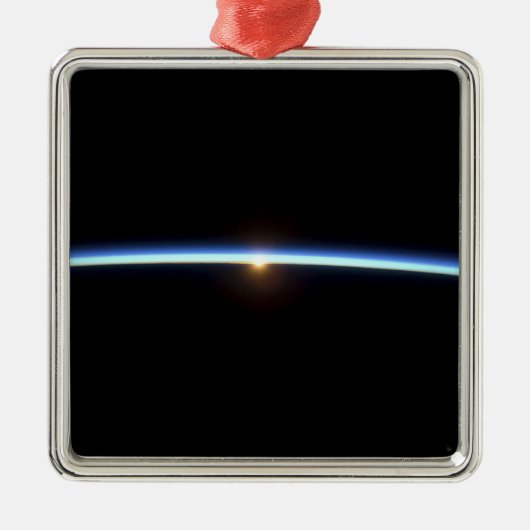 De dunne lijn van de atmosfeer op aarde 2 metalen ornament (Voorkant)