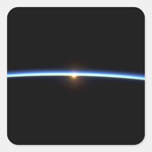 De dunne lijn van de atmosfeer op aarde 2 vierkante sticker (Voorkant)