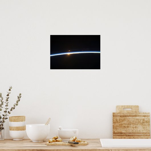 De dunne lijn van de atmosfeer op aarde poster (Keuken)