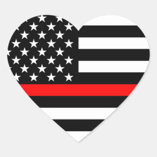 De dunne Rode Amerikaanse Zwart-witte Vlag van de Hart Sticker