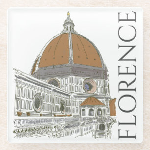 De Duomo Florence Italië Pen en Ink Waterverf Glazen Onderzetter