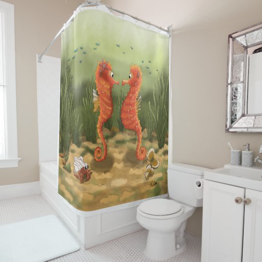 DE Duschvorhang Seepferdchen  Douchegordijn (In situ)