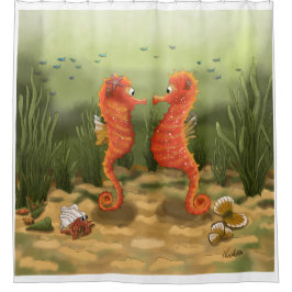 DE Duschvorhang Seepferdchen  Douchegordijn