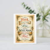 "De dwaas denkt dat hij wijs is" Shakespeare Briefkaart (Staand voorkant)