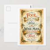 "De dwaas denkt dat hij wijs is" Shakespeare Briefkaart (Voorkant / Achterkant)
