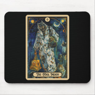 De dwaas maan weerwolf (de dwaas) Halloween Tarot Muismat