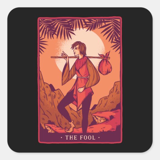 De dwaas - Tarot Kaart Gift Vierkante Sticker (Voorkant)