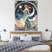 De dwaas - Tarot schilderij Canvas Afdruk (Insitu (Slaapkamer))