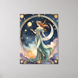 De dwaas - Tarot schilderij Canvas Afdruk