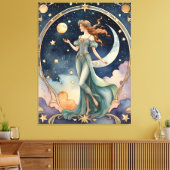 De dwaas - Tarot schilderij Canvas Afdruk (Insitu (Woonkamer))