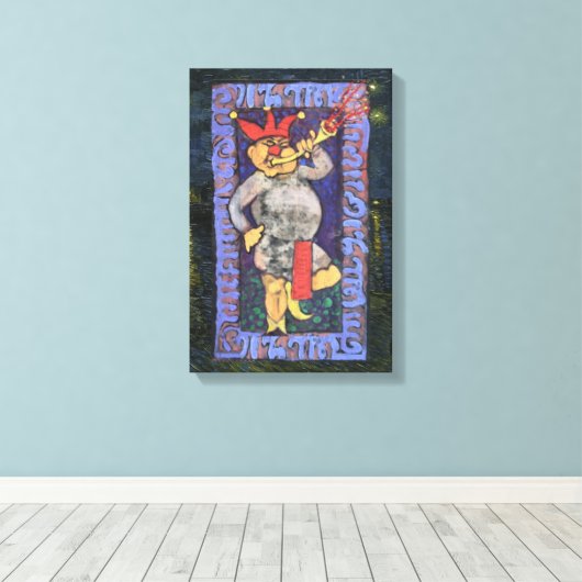 De Dwaas Tarotkaart Canvas Afdruk (Insitu (Houten vloer))