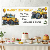 De dynamische Safari Monster Truck Twins Party Spandoek