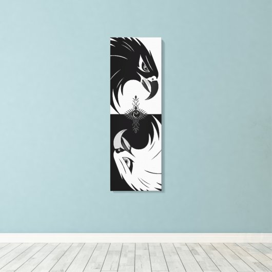 De "Eagle Eye" gestrekte canvas print (Insitu (Houten vloer))