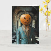 De Earl Pumpkinhead | Wenskaart voor surrealistisc Kaart (Gele Bloem)