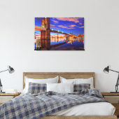De East River, Brooklyn Bridge, Manhattan Canvas Afdruk (Insitu (Slaapkamer))