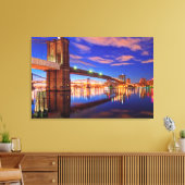 De East River, Brooklyn Bridge, Manhattan Canvas Afdruk (Insitu (Woonkamer))