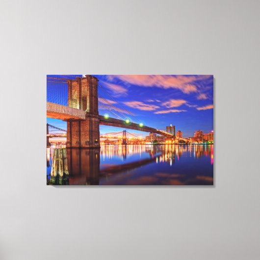 De East River, Brooklyn Bridge, Manhattan Canvas Afdruk (Voorkant)