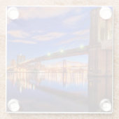 De East River, Brooklyn Bridge, Manhattan Glazen Onderzetter (Achterkant)