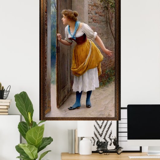 De Eavesdropper van Eugen von Blaas Poster (Thuiskantoor)