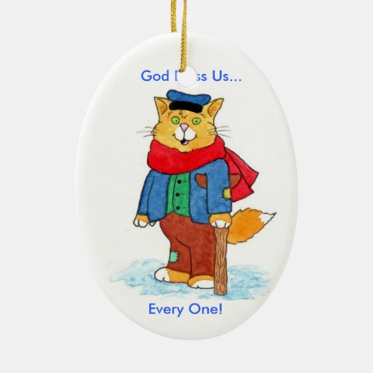 De EbeMeowzer van de Kerstak van Carol Keramisch Ornament (Achterkant)