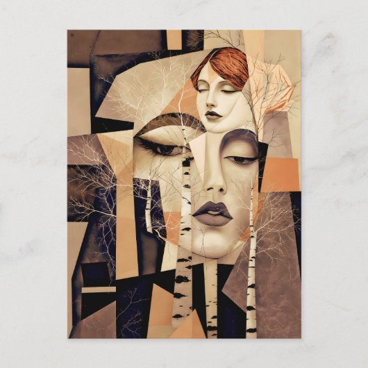 De Echo van “Virelle” – Een Abstract Portret Briefkaart (Voorkant)