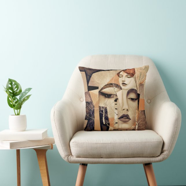 De Echo van “Virelle” – Een Abstract Portret Kussen (Stoel)