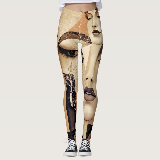 De Echo van “Virelle” – Een Abstract Portret Leggings (Voorkant)
