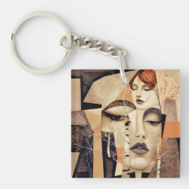 De Echo van “Virelle” – Een Abstract Portret Sleutelhanger