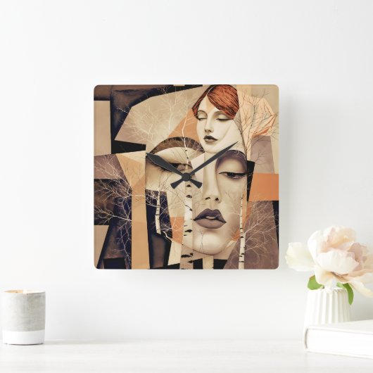 De Echo van “Virelle” – Een Abstract Portret Vierkante Klok (Huis)