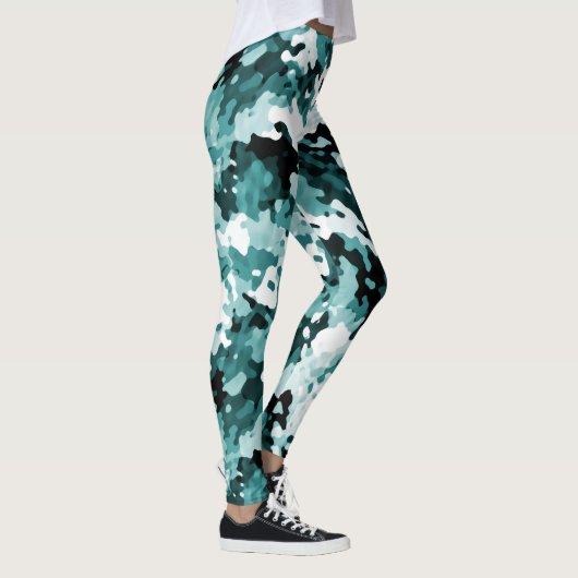 "De echte Blauwgroen" CamoppatroonpatroonLeggings Leggings (Rechts)