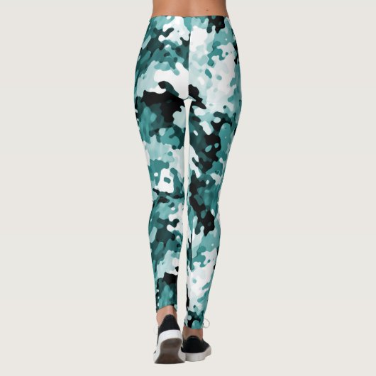 "De echte Blauwgroen" CamoppatroonpatroonLeggings Leggings (Achterkant)