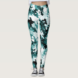 "De echte Blauwgroen" CamoppatroonpatroonLeggings Leggings