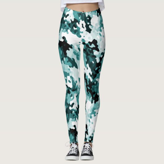 "De echte Blauwgroen" CamoppatroonpatroonLeggings Leggings (Voorkant)