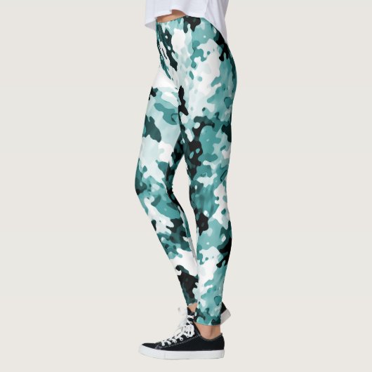 "De echte Blauwgroen" CamoppatroonpatroonLeggings Leggings (Links)