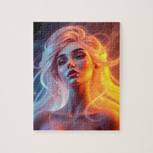 De echte Glow Woman Portrait - Levendige Fantasy A Legpuzzel (Verticaal)