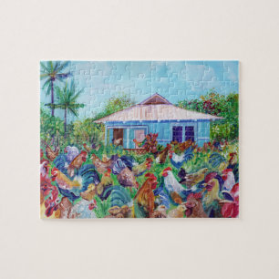 De echte Kauai met Haan en Kippen Legpuzzel