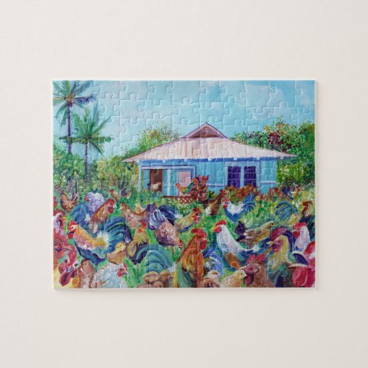 De echte Kauai met Haan en Kippen Legpuzzel (Horizontaal)