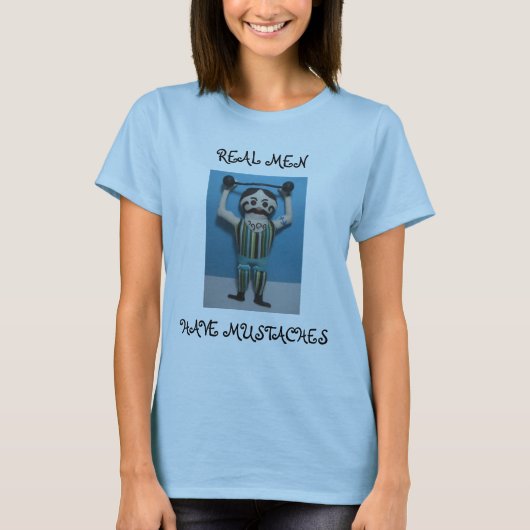 DE ECHTE MANNEN HEBBEN MUSTACHTEN T-SHIRT (Voorkant)