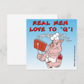 DE ECHTE MANNEN HOUDEN AAN Q! BBQ-uitnodigingskaar Kaart (Voorkant / Achterkant)