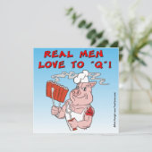 DE ECHTE MANNEN HOUDEN AAN Q! BBQ-uitnodigingskaar Kaart (Staand voorkant)